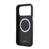 Apple iPhone 17 Pro Max Kılıf Lacoste Orjinal Lisanslı M-Safe Şarj Özellikli PVC Yarı Pike Desenli Arka Yüzey İkonik Timsah Dokuma Logolu Kapak
