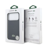 Apple iPhone 17 Pro Max Kılıf Lacoste Orjinal Lisanslı M-Safe Şarj Özellikli PVC Yarı Pike Desenli Arka Yüzey İkonik Timsah Dokuma Logolu Kapak