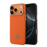 Apple iPhone 17 Pro Max Kılıf Lacoste Orjinal Lisanslı M-Safe Şarj Özellikli PVC Yarı Pike Desenli Arka Yüzey İkonik Timsah Dokuma Logolu Kapak