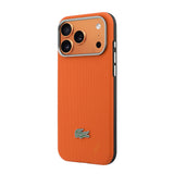 Apple iPhone 17 Pro Max Kılıf Lacoste Orjinal Lisanslı M-Safe Şarj Özellikli PVC Yarı Pike Desenli Arka Yüzey İkonik Timsah Dokuma Logolu Kapak