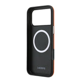 Apple iPhone 17 Pro Max Kılıf Lacoste Orjinal Lisanslı M-Safe Şarj Özellikli PVC Yarı Pike Desenli Arka Yüzey İkonik Timsah Dokuma Logolu Kapak