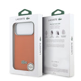 Apple iPhone 17 Pro Max Kılıf Lacoste Orjinal Lisanslı M-Safe Şarj Özellikli PVC Yarı Pike Desenli Arka Yüzey İkonik Timsah Dokuma Logolu Kapak