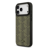 Apple iPhone 17 Pro Max Kılıf Lacoste Orjinal Lisanslı M-safe Şarj Özellikli Standlı PU Deri Karışık Monogram Desenli Kapak