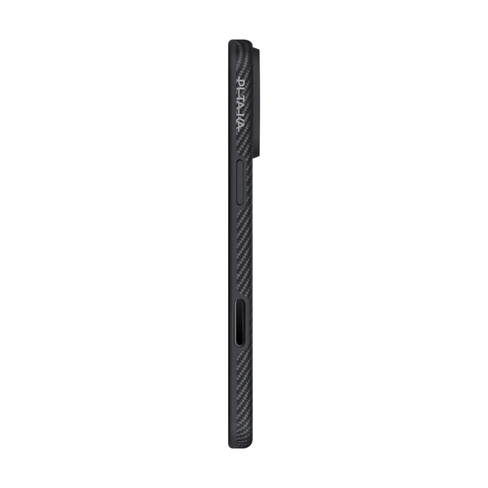 Apple iPhone 17 Pro Max Kılıf M-safe Şarj Özellikli 1500D Aramid Fiber Pitaka Military-Grade Classic Serisi Black-Grey Twill Kapak