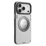 Apple iPhone 17 Pro Max Kılıf M-safe Şarj Özellikli 360 Derece Standlı Basit Mat Deri Desenli Youngkit Tech Leather Serisi Kapak