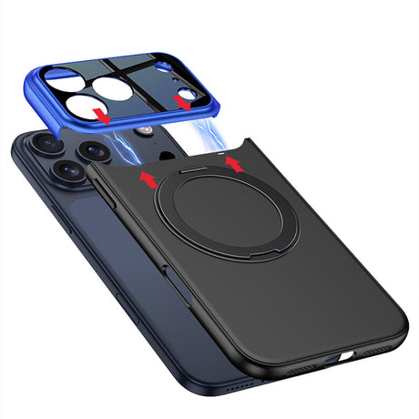 Apple iPhone 17 Pro Max Kılıf M-safe Şarj Özellikli 360 Derece Standlı Çift Parçalı Zore Torino Kapak