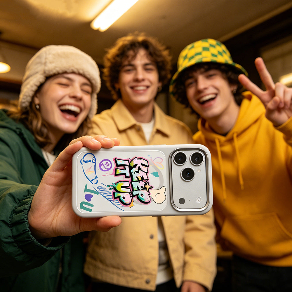 Apple iPhone 17 Pro Max Kılıf M-safe Şarj Özellikli 3D Baskılı Tasarım Mutural Graffiti Serisi Kapak