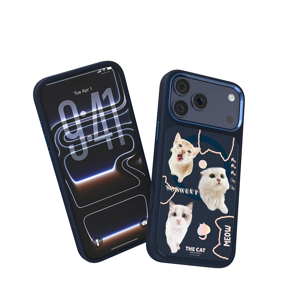 Apple iPhone 17 Pro Max Kılıf M-safe Şarj Özellikli 3D Baskılı Tasarım Mutural The Cat Serisi Kapak