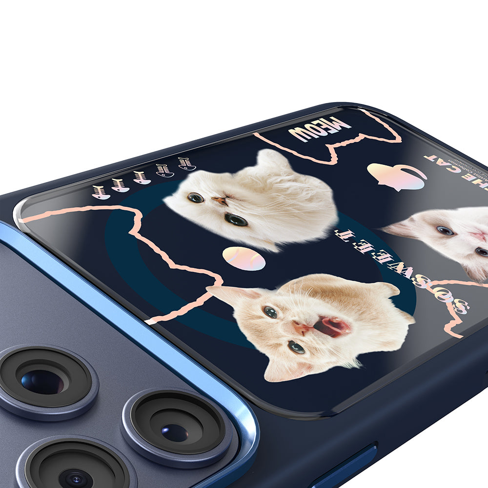Apple iPhone 17 Pro Max Kılıf M-safe Şarj Özellikli 3D Baskılı Tasarım Mutural The Cat Serisi Kapak