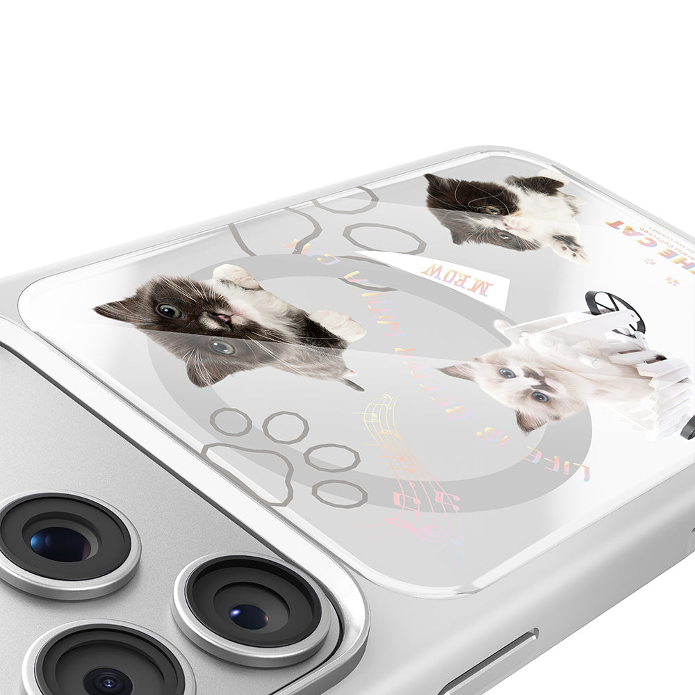 Apple iPhone 17 Pro Max Kılıf M-safe Şarj Özellikli 3D Baskılı Tasarım Mutural The Cat Serisi Kapak
