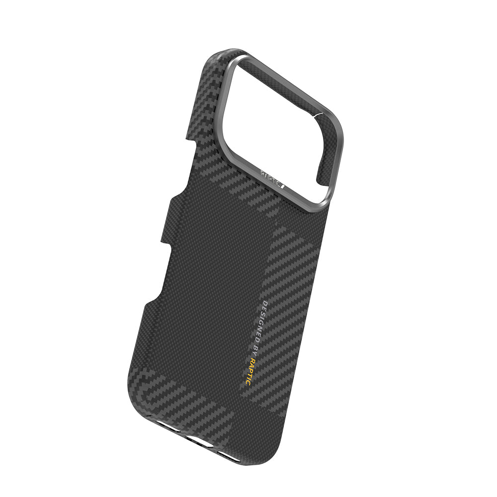 Apple iPhone 17 Pro Max Kılıf M-safe Şarj Özellikli 600D Metal Kamera Çerçeveli Raptic Aramid Fiber Geotik Serisi Kapak