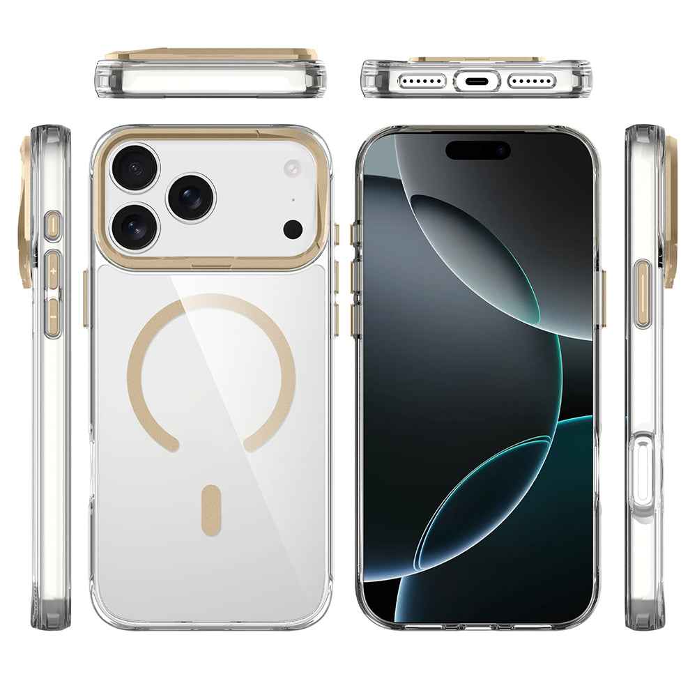Apple iPhone 17 Pro Max Kılıf M-safe Şarj Özellikli Airbagli Kamera Standlı Zore Azor Kapak