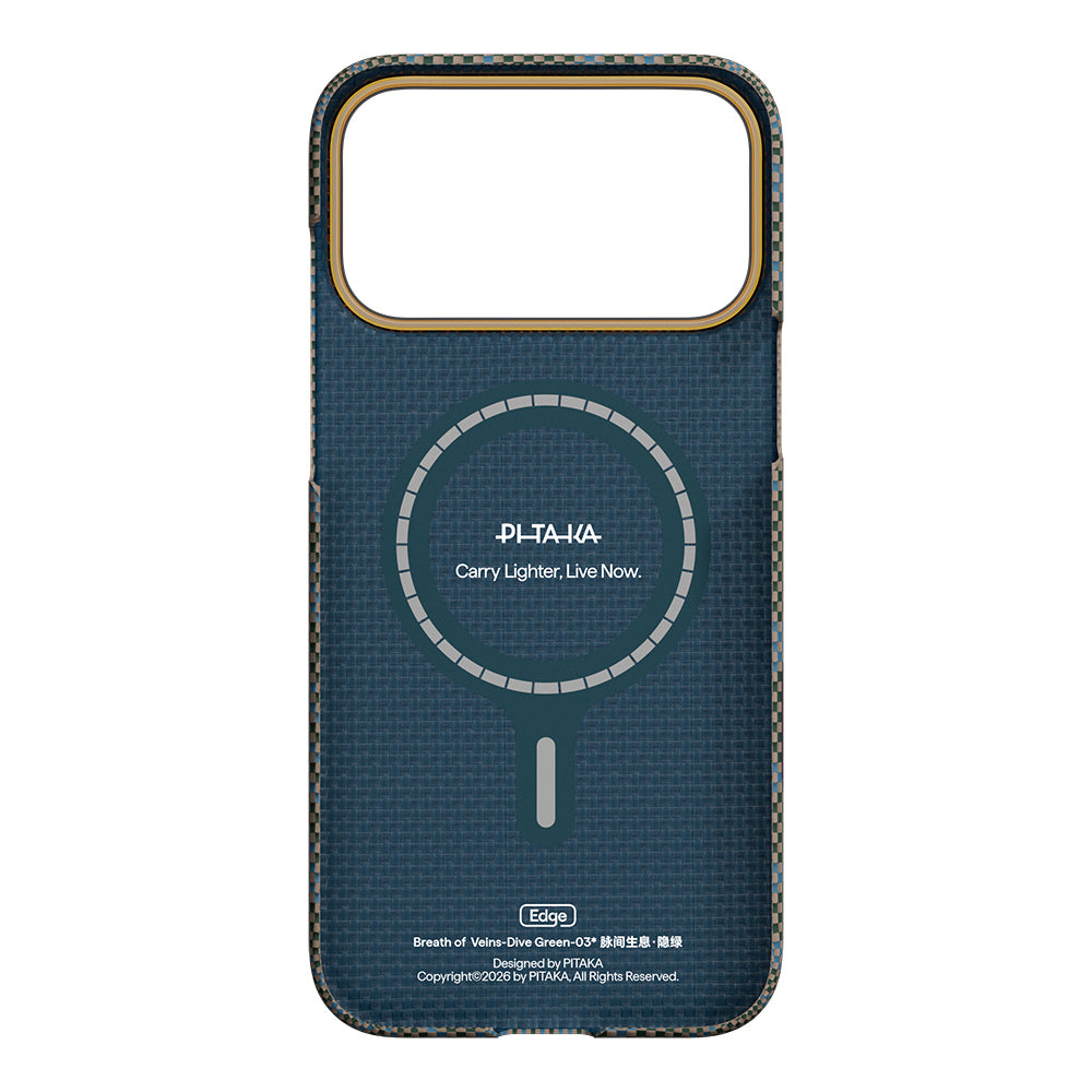 Apple iPhone 17 Pro Max Kılıf M-safe Şarj Özellikli Aramid Karbon Fiber Pitaka Breath of Veins Serisi Kapak
