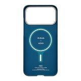 Apple iPhone 17 Pro Max Kılıf M-safe Şarj Özellikli Aramid Karbon Fiber Pitaka Flora in Grid Serisi Kapak