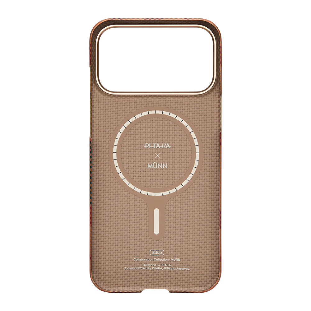 Apple iPhone 17 Pro Max Kılıf M-safe Şarj Özellikli Aramid Karbon Fiber Pitaka Flora in Grid Serisi Kapak