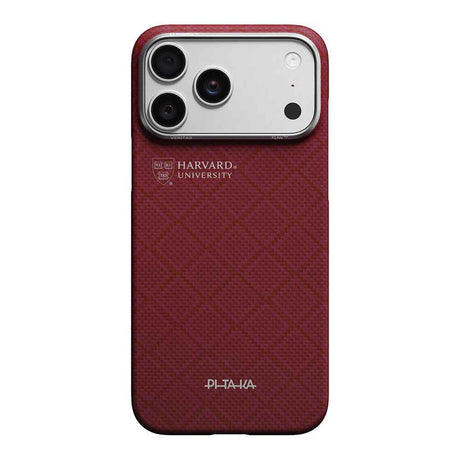 Apple iPhone 17 Pro Max Kılıf M-safe Şarj Özellikli Aramid Karbon Fiber Pitaka Harvard University Serisi Kapak