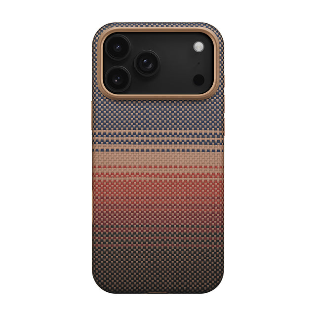 Apple iPhone 17 Pro Max Kılıf M-safe Şarj Özellikli Aramid Fiber Pitaka Military-Grade Sunset-Moonrise Serisi Kapak