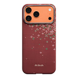 Apple iPhone 17 Pro Max Kılıf M-safe Şarj Özellikli Aramid Karbon Fiber Pitaka Sakura Hours Serisi Kapak
