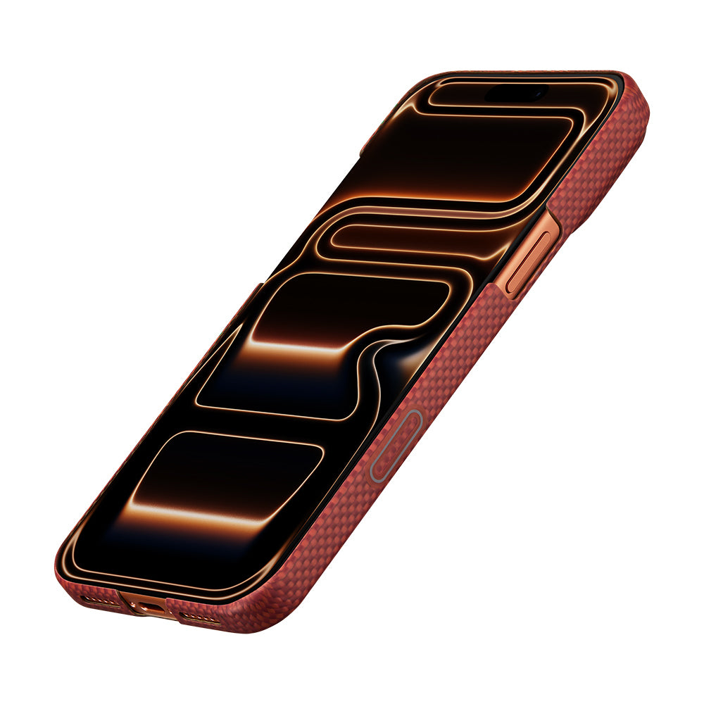 Apple iPhone 17 Pro Max Kılıf M-safe Şarj Özellikli Aramid Karbon Fiber Pitaka Sakura Hours Serisi Kapak
