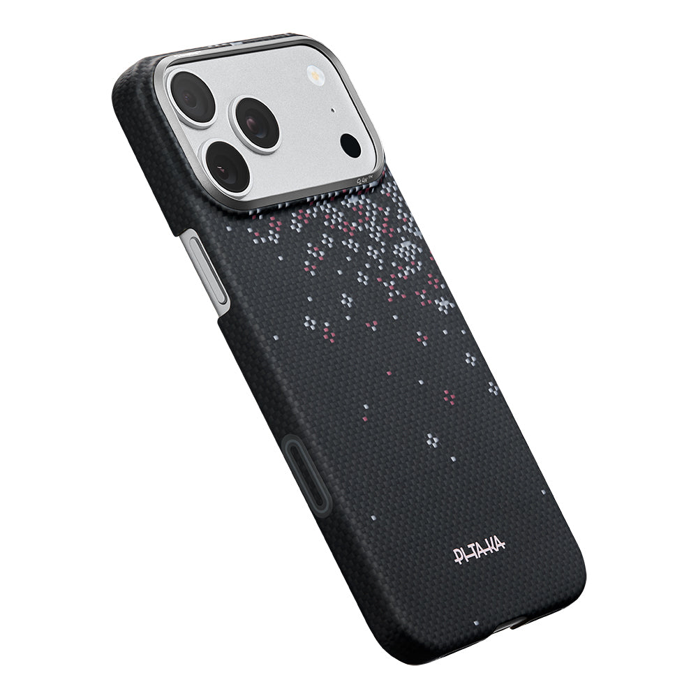 Apple iPhone 17 Pro Max Kılıf M-safe Şarj Özellikli Aramid Karbon Fiber Pitaka Sakura Hours Serisi Kapak