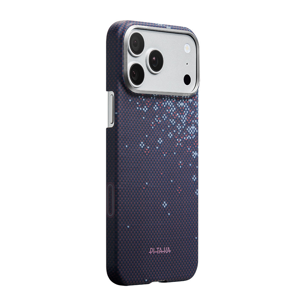 Apple iPhone 17 Pro Max Kılıf M-safe Şarj Özellikli Aramid Karbon Fiber Pitaka Sakura Hours Serisi Kapak