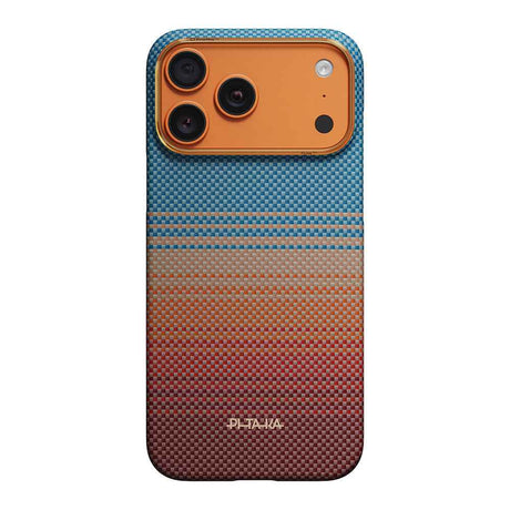 Apple iPhone 17 Pro Max Kılıf M-safe Şarj Özellikli Aramid Karbon Fiber Pitaka Sunset 2.0 California Dream Serisi Kapak