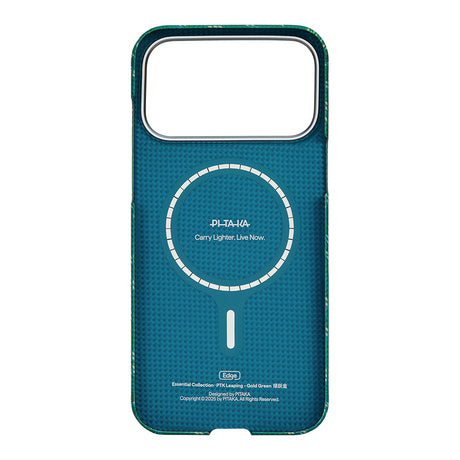 Apple iPhone 17 Pro Max Kılıf M-safe Şarj Özellikli Aramid Fiber Pitaka Tactile Woven Monogram Serisi Kapak