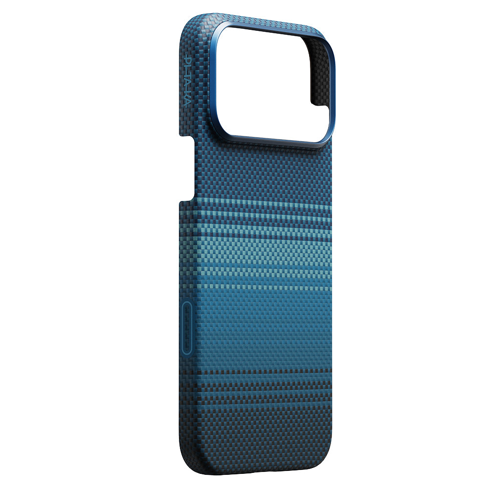 Apple iPhone 17 Pro Max Kılıf M-safe Şarj Özellikli Aramid Fiber Pitaka Tactile Woven Sunset-Moonrise Serisi Kapak