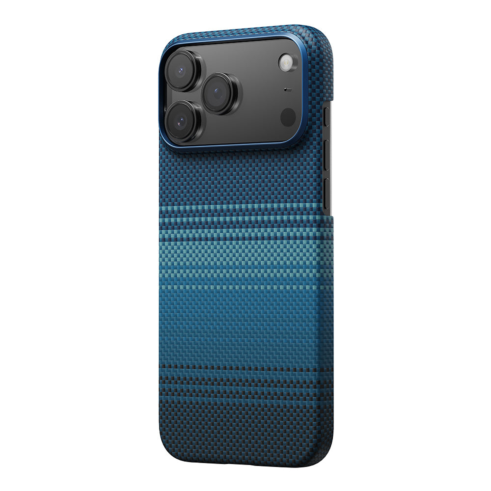 Apple iPhone 17 Pro Max Kılıf M-safe Şarj Özellikli Aramid Fiber Pitaka Tactile Woven Sunset-Moonrise Serisi Kapak