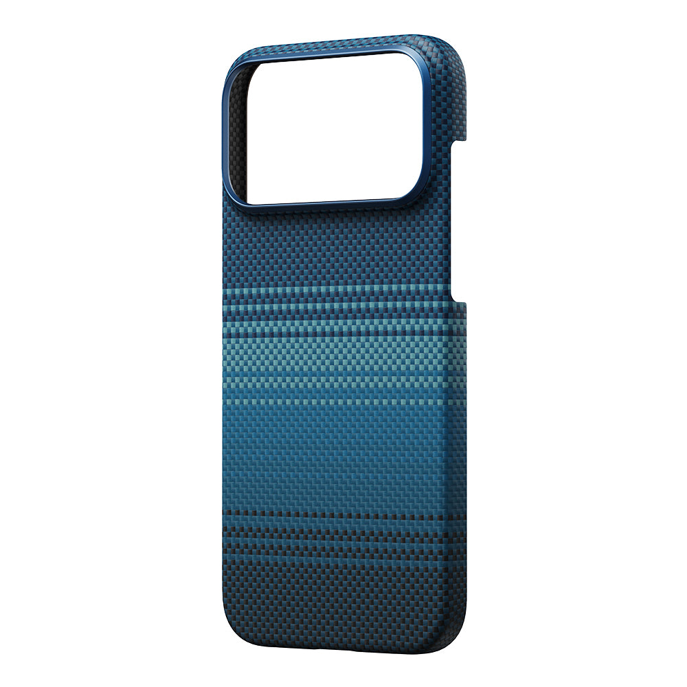 Apple iPhone 17 Pro Max Kılıf M-safe Şarj Özellikli Aramid Fiber Pitaka Tactile Woven Sunset-Moonrise Serisi Kapak