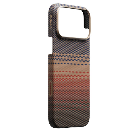 Apple iPhone 17 Pro Max Kılıf M-safe Şarj Özellikli Aramid Fiber Pitaka Tactile Woven Sunset-Moonrise Serisi Kapak