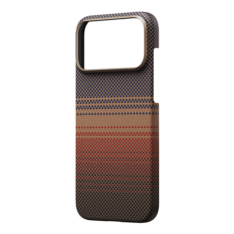 Apple iPhone 17 Pro Max Kılıf M-safe Şarj Özellikli Aramid Fiber Pitaka Tactile Woven Sunset-Moonrise Serisi Kapak