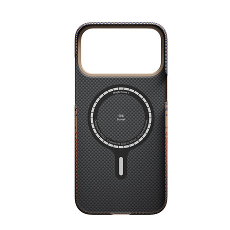 Apple iPhone 17 Pro Max Kılıf M-safe Şarj Özellikli Aramid Fiber Pitaka Tactile Woven Sunset-Moonrise Serisi Kapak