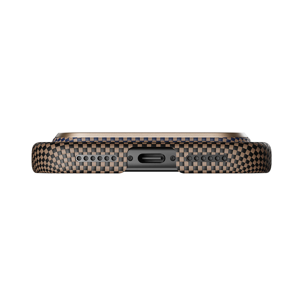 Apple iPhone 17 Pro Max Kılıf M-safe Şarj Özellikli Aramid Fiber Pitaka Tactile Woven Sunset-Moonrise Serisi Kapak