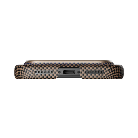 Apple iPhone 17 Pro Max Kılıf M-safe Şarj Özellikli Aramid Fiber Pitaka Tactile Woven Sunset-Moonrise Serisi Kapak