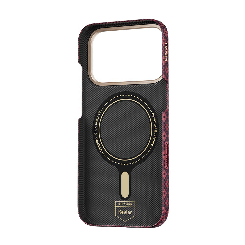 Apple iPhone 17 Pro Max Kılıf M-Safe Şarj Özellikli Benks ArmorAir ArmorGrid Serisi C1 Kevlar Karbon Kapak