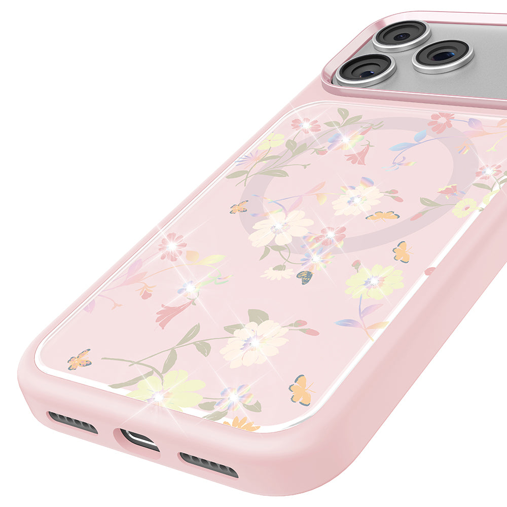Apple iPhone 17 Pro Max Kılıf M-safe Şarj Özellikli Çiçek Tasarımlı Mutural Flower Serisi Kapak