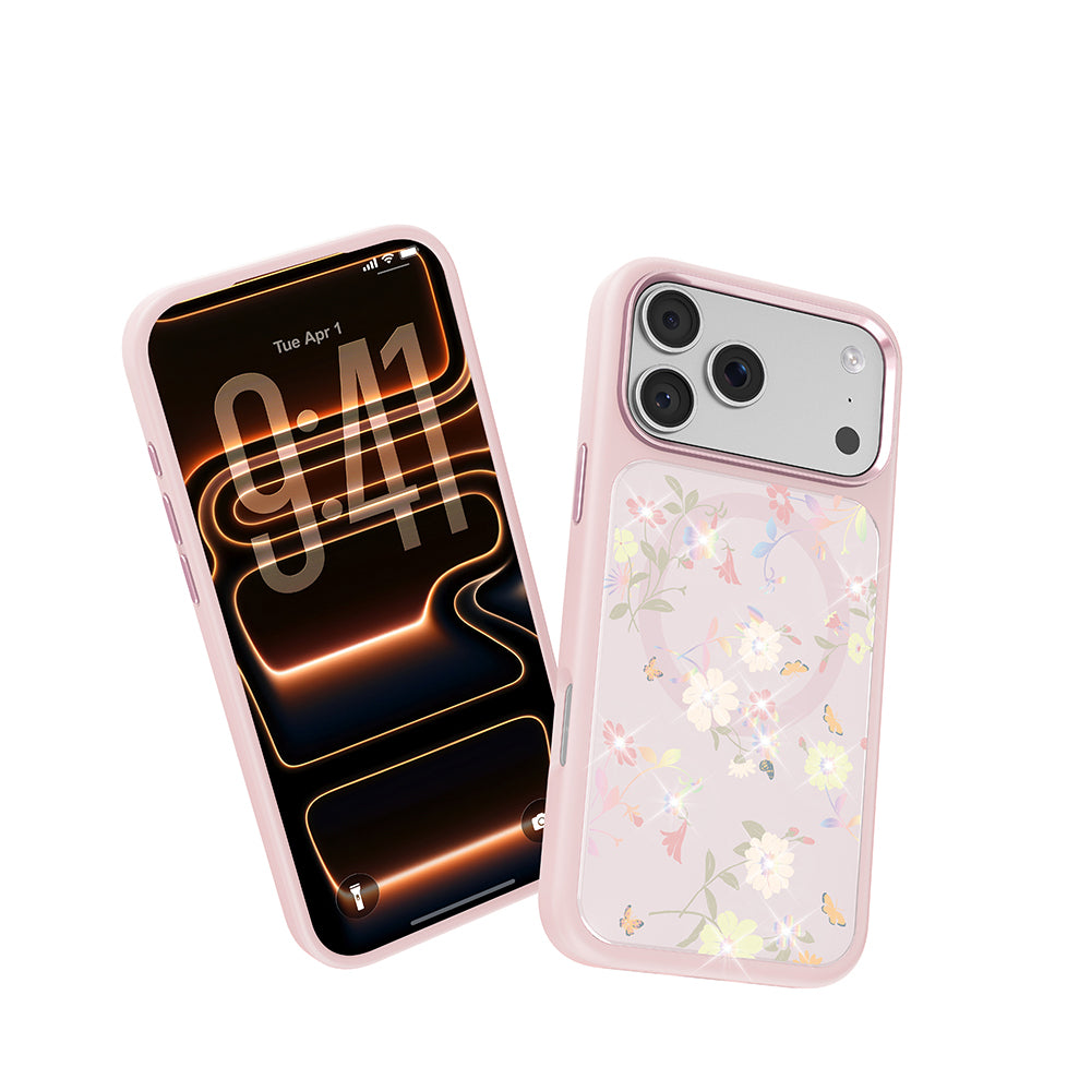 Apple iPhone 17 Pro Max Kılıf M-safe Şarj Özellikli Çiçek Tasarımlı Mutural Flower Serisi Kapak