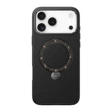 Apple iPhone 17 Pro Max Kılıf M-safe Şarj Özellikli Deri Tasarımlı Standlı Pynana Dancing Circle Luxury Serisi Kapak
