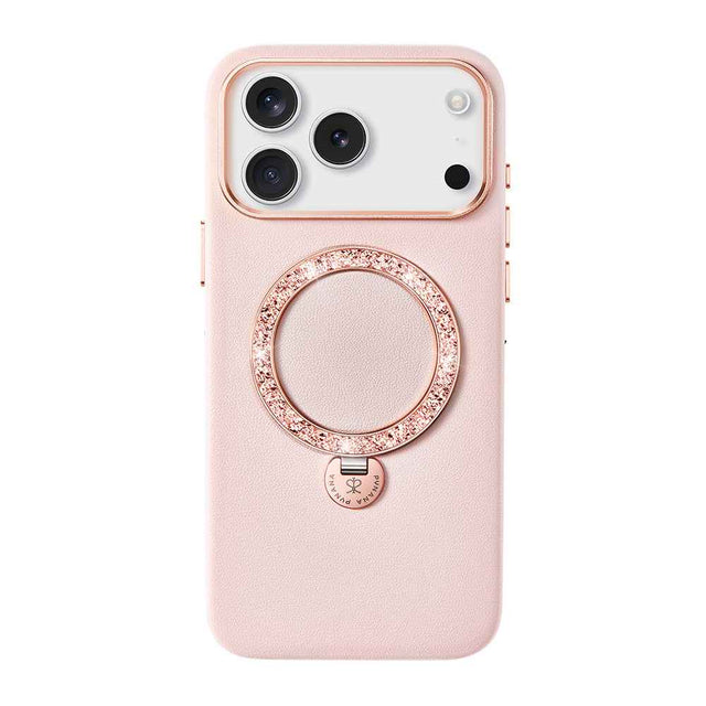 Apple iPhone 17 Pro Max Kılıf M-safe Şarj Özellikli Deri Tasarımlı Standlı Pynana Dancing Circle Luxury Serisi Kapak