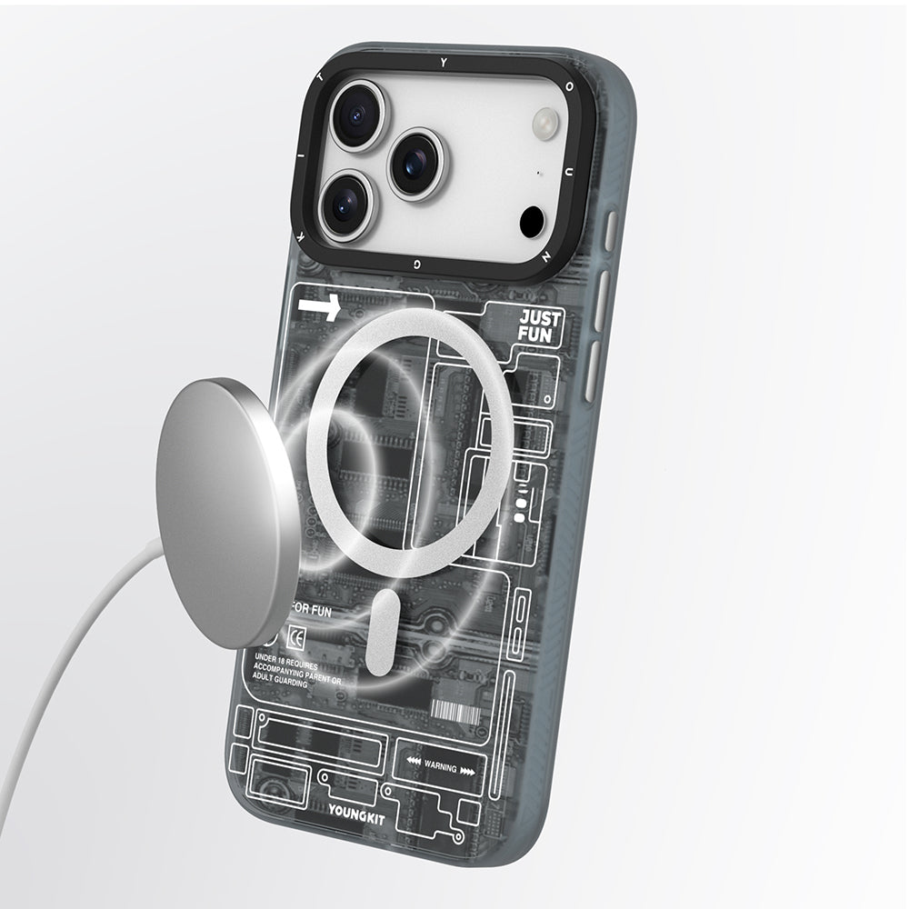 Apple iPhone 17 Pro Max Kılıf M-safe Şarj Özellikli Kamera Denetim Butonlu Youngkit Technology Serisi Kapak