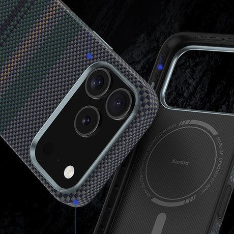 Apple iPhone 17 Pro Max Kılıf M-safe Şarj Özellikli Karbon Fiber Tasarımlı Benks Aurora ArmorPro Kevlar Kapak