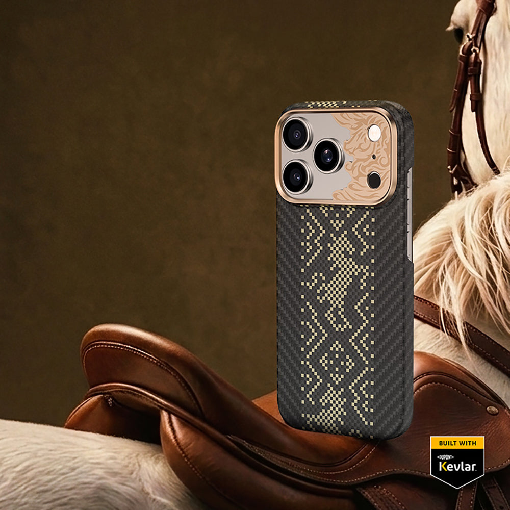 Apple iPhone 17 Pro Max Kılıf M-safe Şarj Özellikli Karbon Fiber Tasarımlı Benks Knight ArmorAir Kevlar Kapak