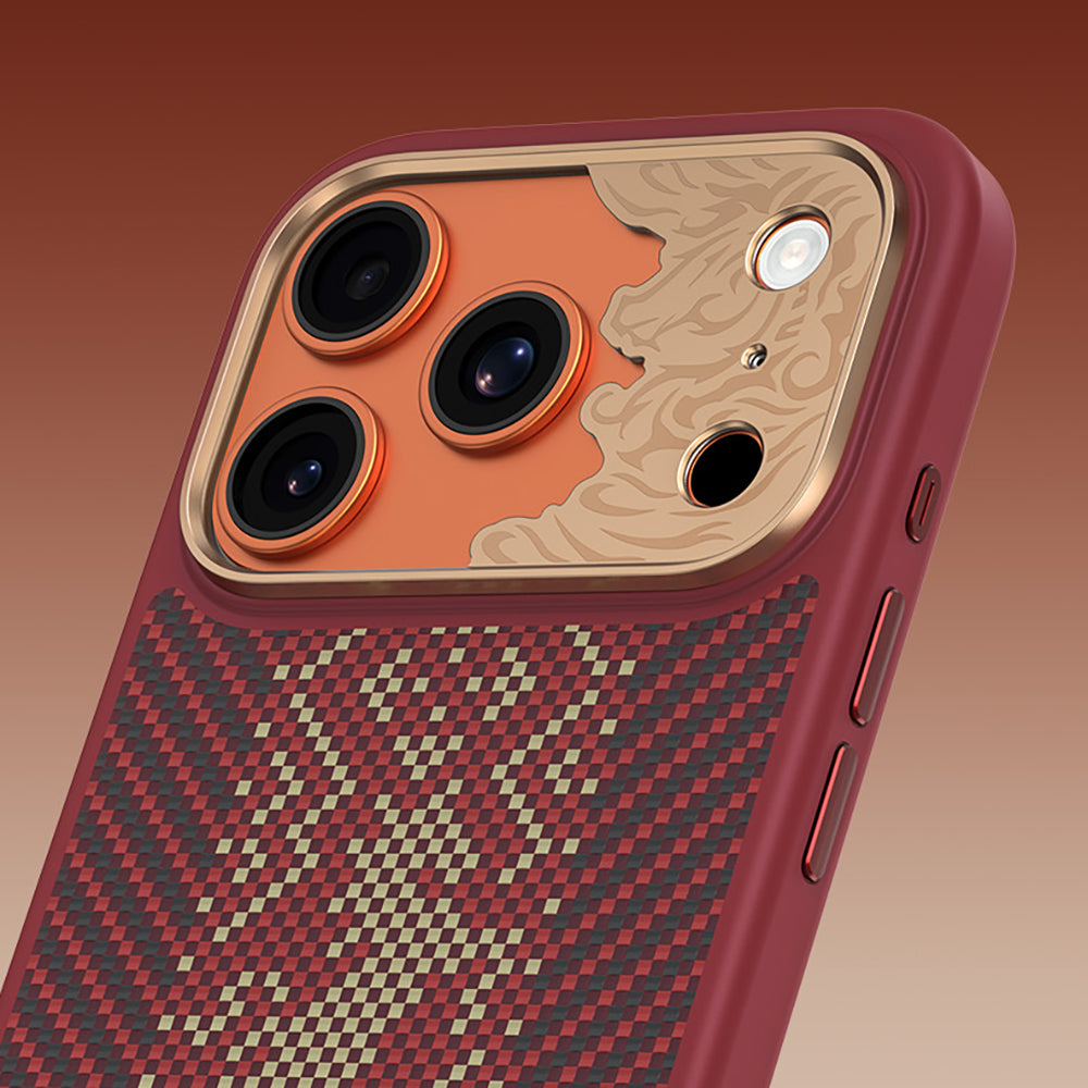 Apple iPhone 17 Pro Max Kılıf M-safe Şarj Özellikli Karbon Fiber Tasarımlı Benks Knight ArmorPro Kevlar Kapak