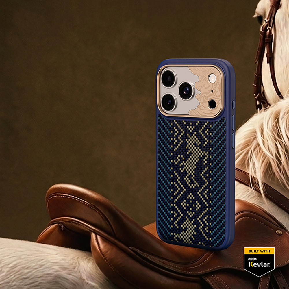 Apple iPhone 17 Pro Max Kılıf M-safe Şarj Özellikli Karbon Fiber Tasarımlı Benks Knight ArmorPro Kevlar Kapak