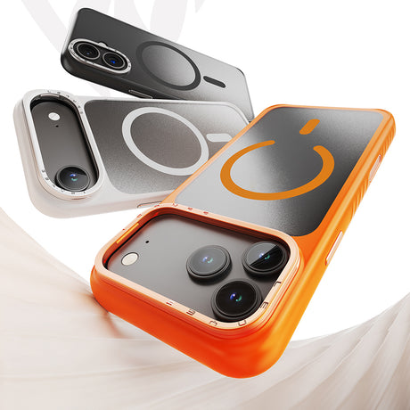 Apple iPhone 17 Pro Max Kılıf M-safe Şarj Özellikli Metal Kamera Standlı Lenyes CK226 PC Kapak