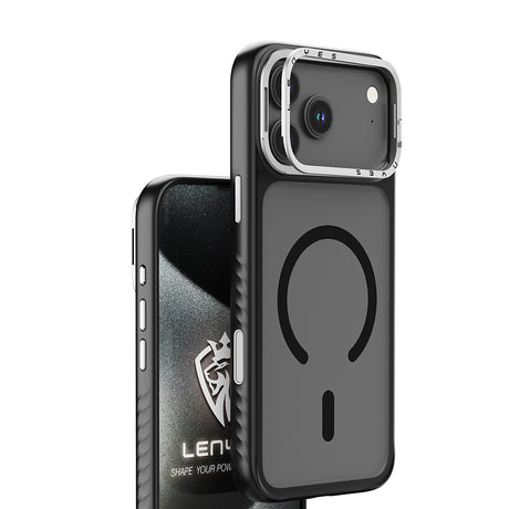 Apple iPhone 17 Pro Max Kılıf M-safe Şarj Özellikli Metal Kamera Standlı Lenyes CK226 PC Kapak