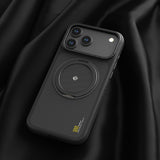 Apple iPhone 17 Pro Max Kılıf M-safe Şarj Özellikli Metal Standlı Lenyes CK225 Kevlar Kapak