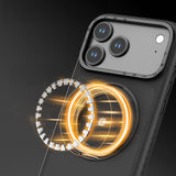 Apple iPhone 17 Pro Max Kılıf M-safe Şarj Özellikli Metal Standlı Lenyes CK225 Kevlar Kapak