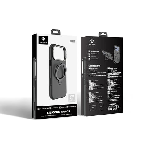 Apple iPhone 17 Pro Max Kılıf M-safe Şarj Özellikli Metal Standlı Sıvı Silikon Lenyes CK223 Kapak